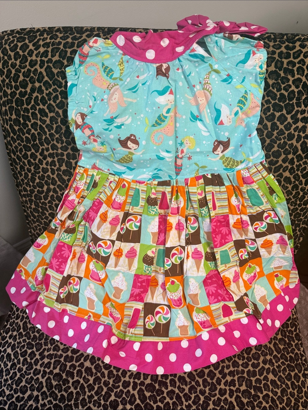 RARE Rocker Baby Nations RBN Girls Size 5 Mermaid Ice Cream Patchwork Dress USA